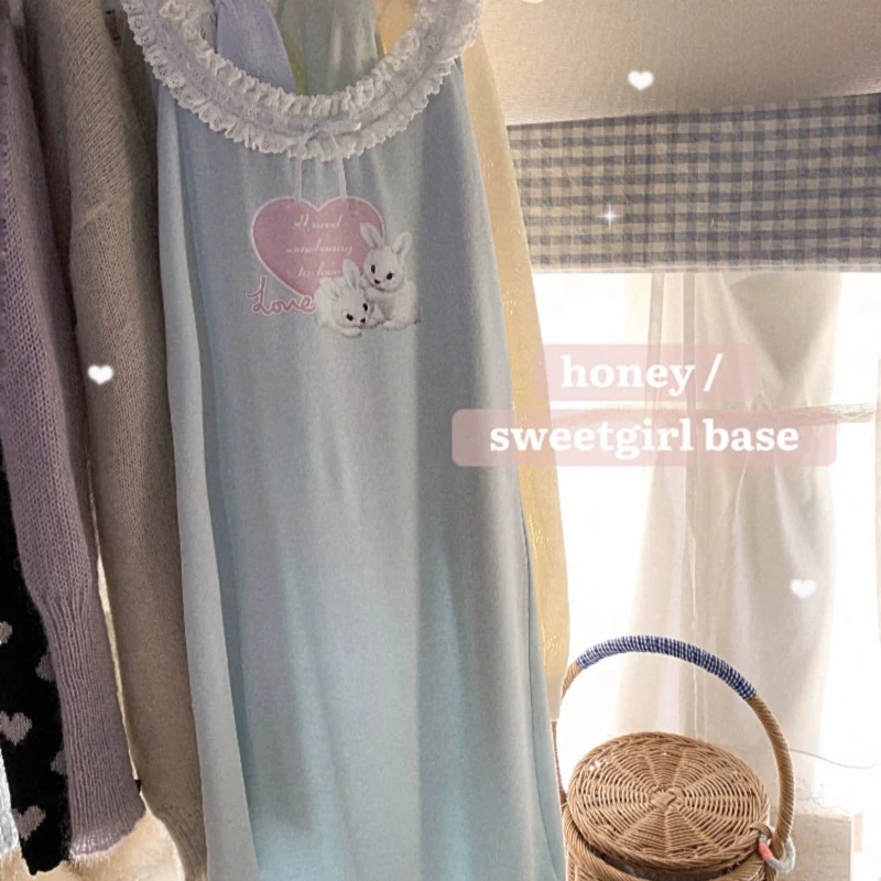 Sweet girl powder blue printed skirt T-shirt   HA1864 - Image 5