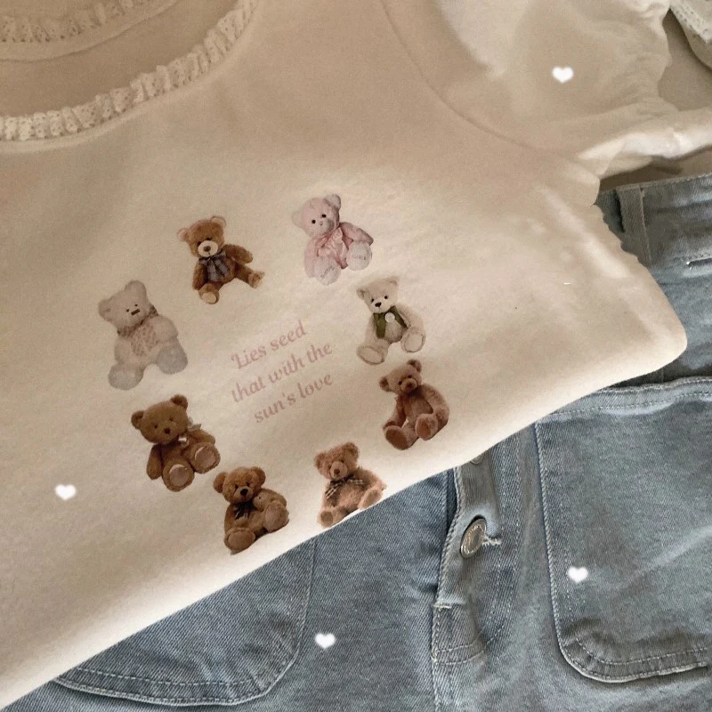 Sweet Girl Puff Sleeve T-Shirt   HA1733 - Image 3