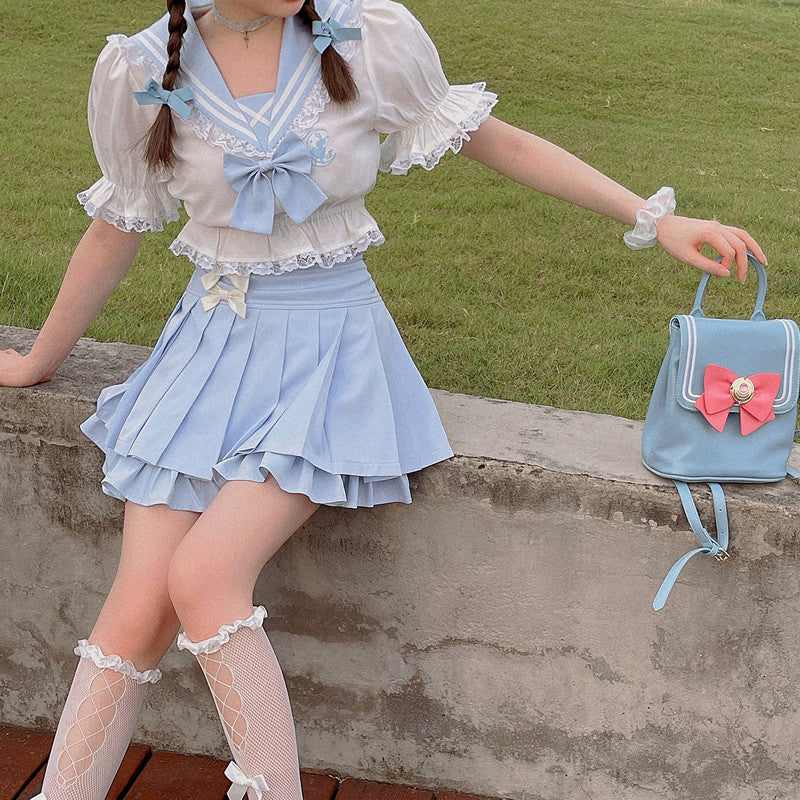 Sweet girly bow pleated skirt  HA0736 - Image 2