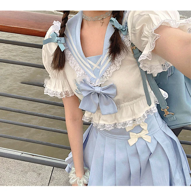 Sweet girly bow pleated skirt  HA0736 - Image 3
