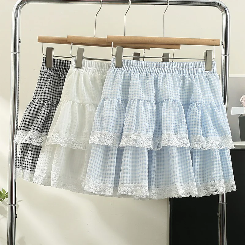 Sweet Lace Check Skirt  HA1858 - Image 2