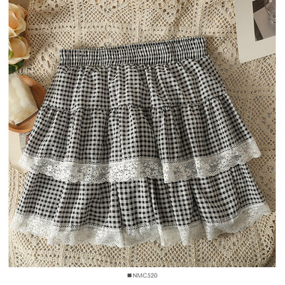 Sweet Lace Check Skirt  HA1858 - Image 5
