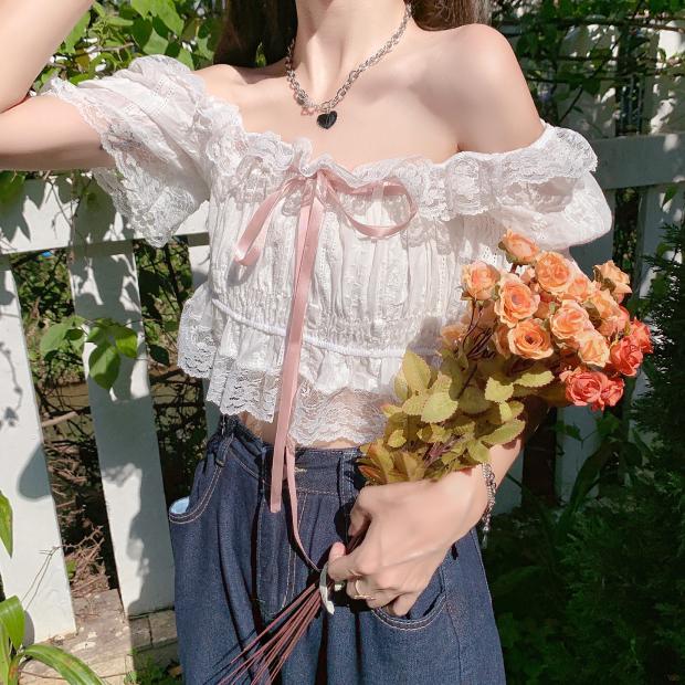 Sweet Lace French Short Sleeves HA0374 - Image 4