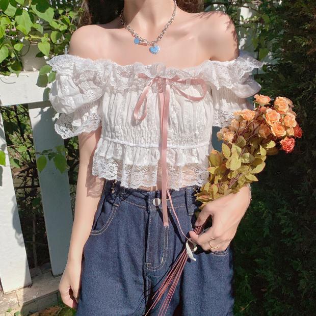 Sweet Lace French Short Sleeves HA0374 - Image 5