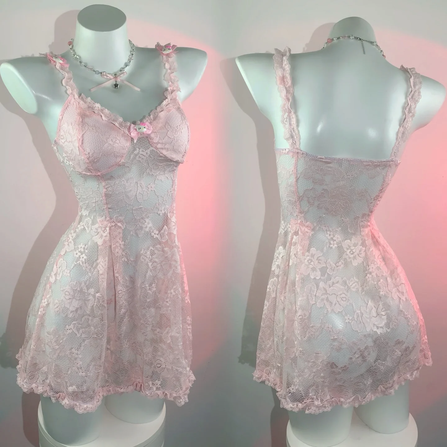 Sweet Lace pink dress HA2508 - Image 2