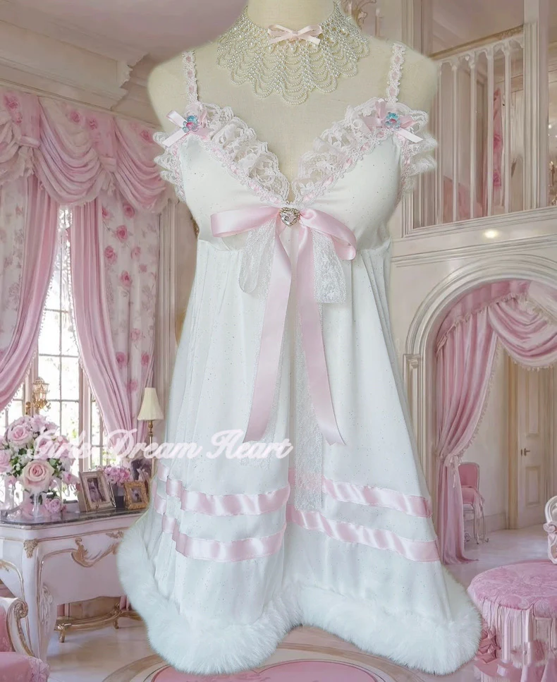 Sweet Lace Plush Trim Dress HA29753 - Image 3
