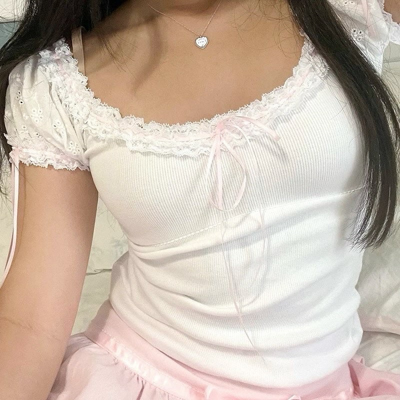 Sweet lace t-shirt HA2479 - Image 4