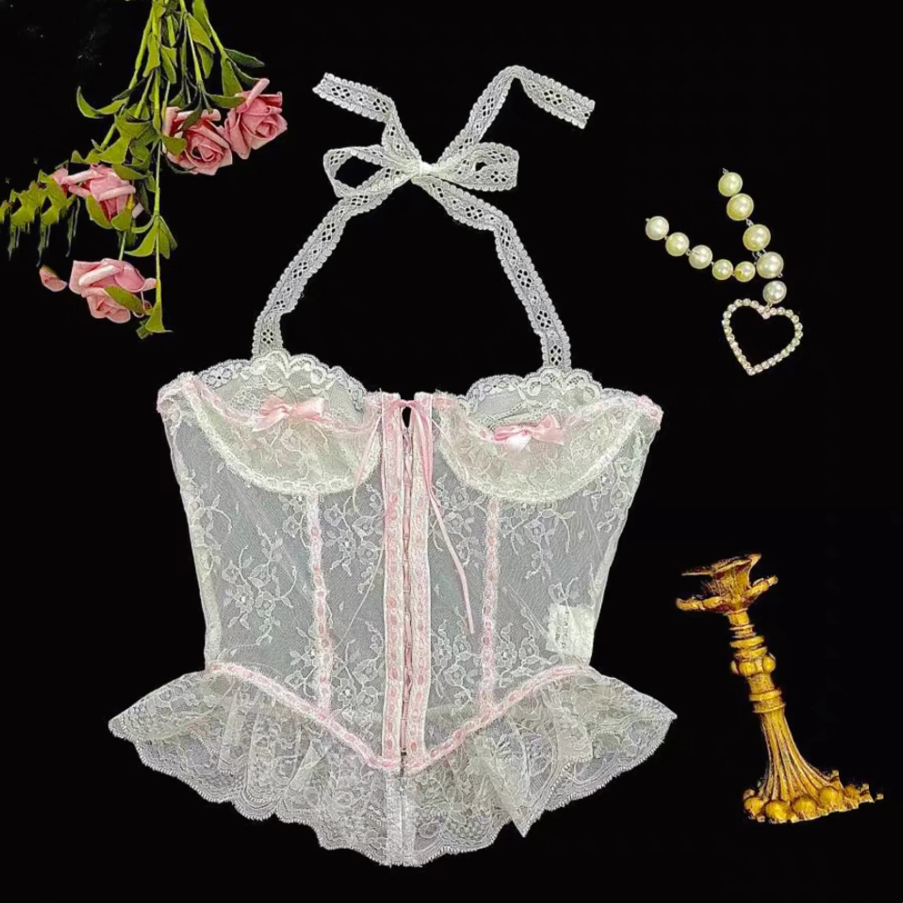 Sweet Lace-Up Bow Vest HA2164 - Image 3