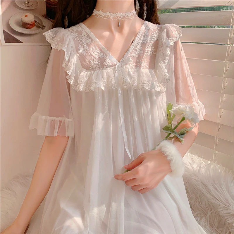 Sweet Mesh Bow Knot Nightdress  HA1290 - Image 5
