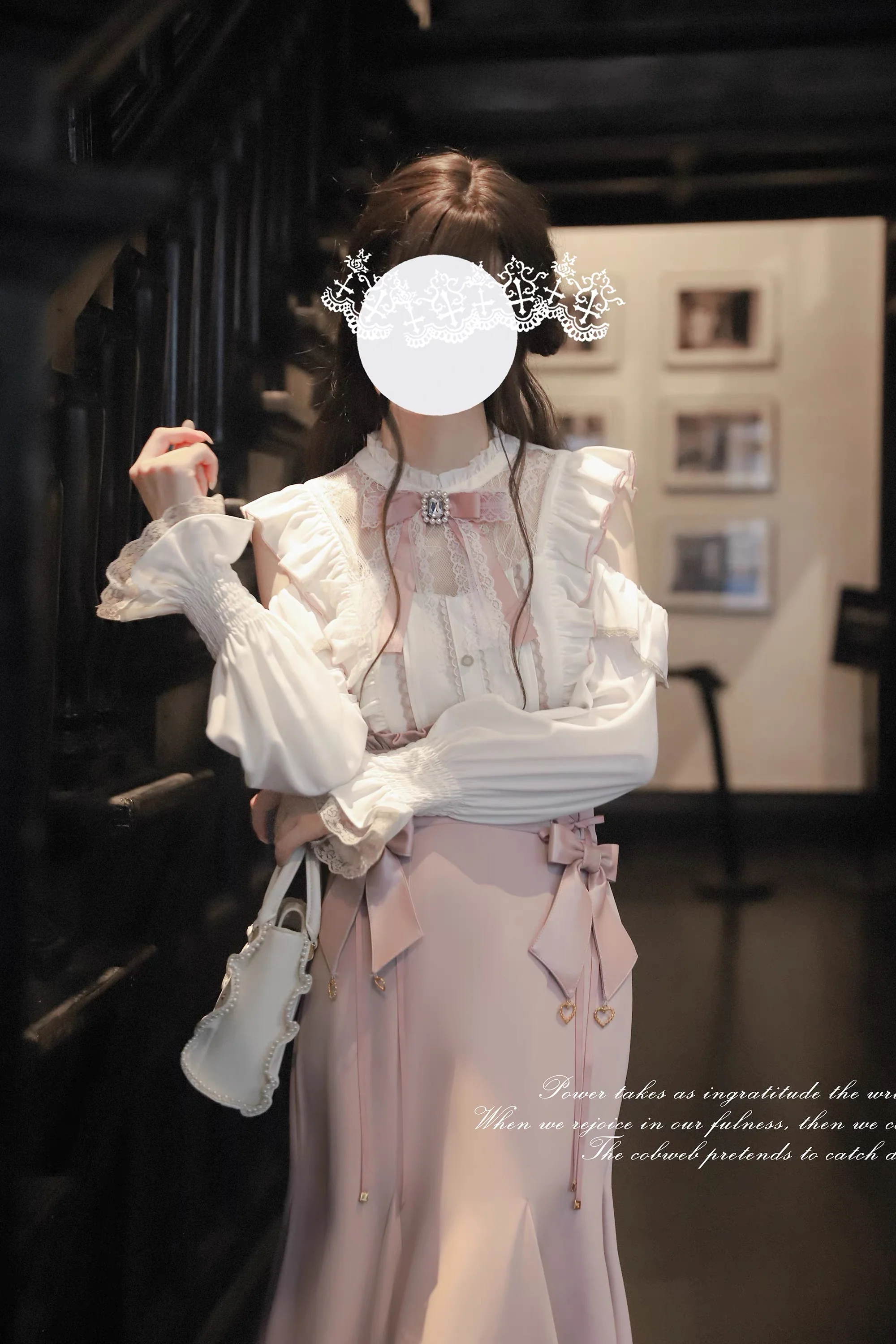 Sweet Pink and White Bow Set HA29744 - Image 3
