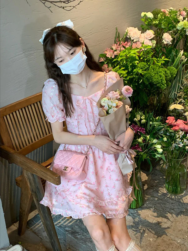 Sweet Pink Floral Summer Cake Dress  HA0482 - Image 4