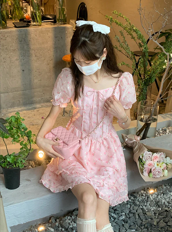 Sweet Pink Floral Summer Cake Dress  HA0482 - Image 5
