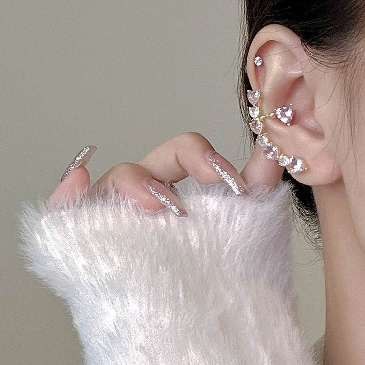 Sweet Pink Zircon Heart Stud Earrings   HA1541 - Image 3