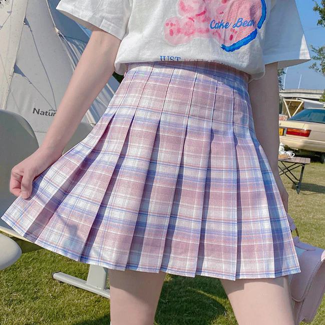 Sweet Plaid Pleated Skirt   HA0501 - Image 11