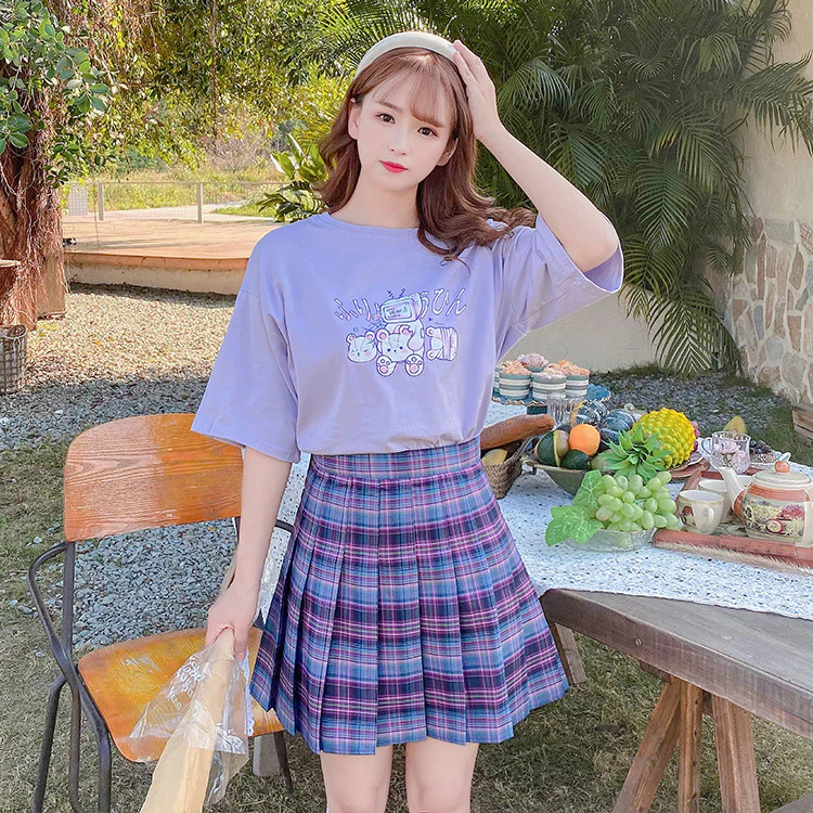 Sweet Plaid Pleated Skirt   HA0501 - Image 5