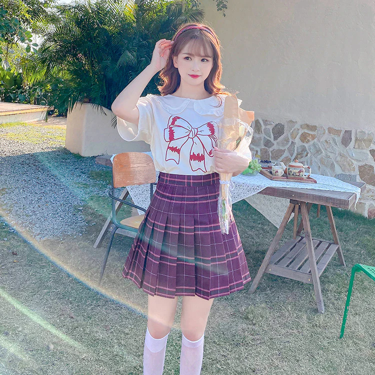 Sweet Plaid Pleated Skirt   HA0501 - Image 6