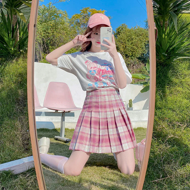 Sweet Plaid Pleated Skirt   HA0501 - Image 7