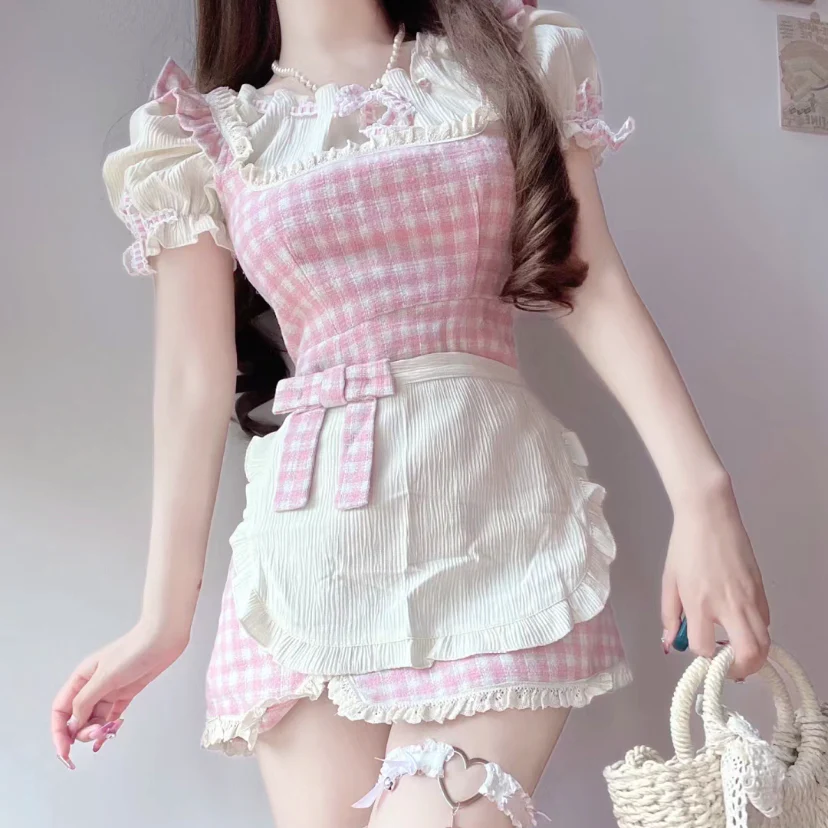 Sweet Plaid Sling Dress HA1945