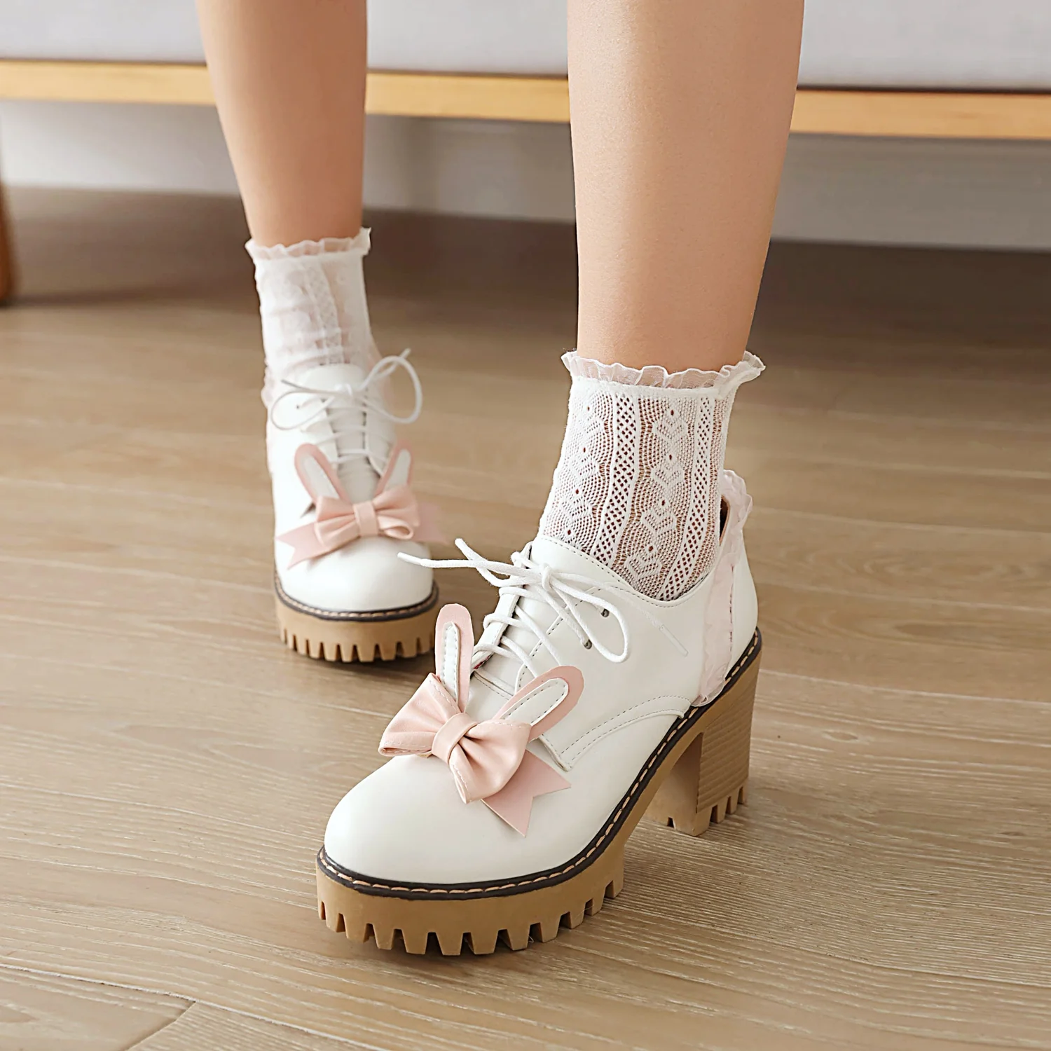 Sweet round toe chunky heel women's shoes  HA0528 - Image 5