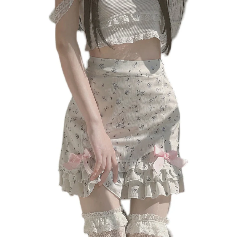Sweet Ruffled Bow Floral Skirt  HA0622 - Image 5