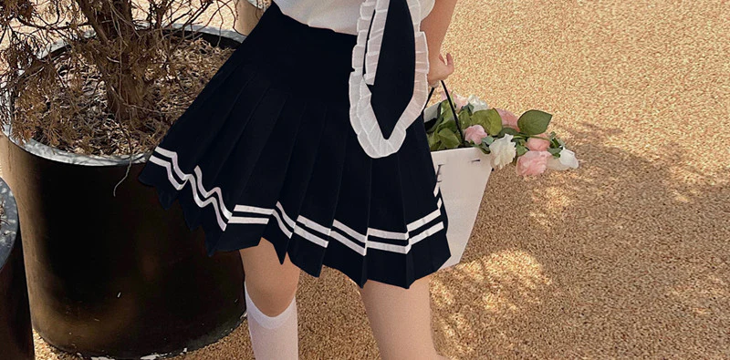 Sweet Shirt Top Pleated Skirt Set  HA0491 - Image 8