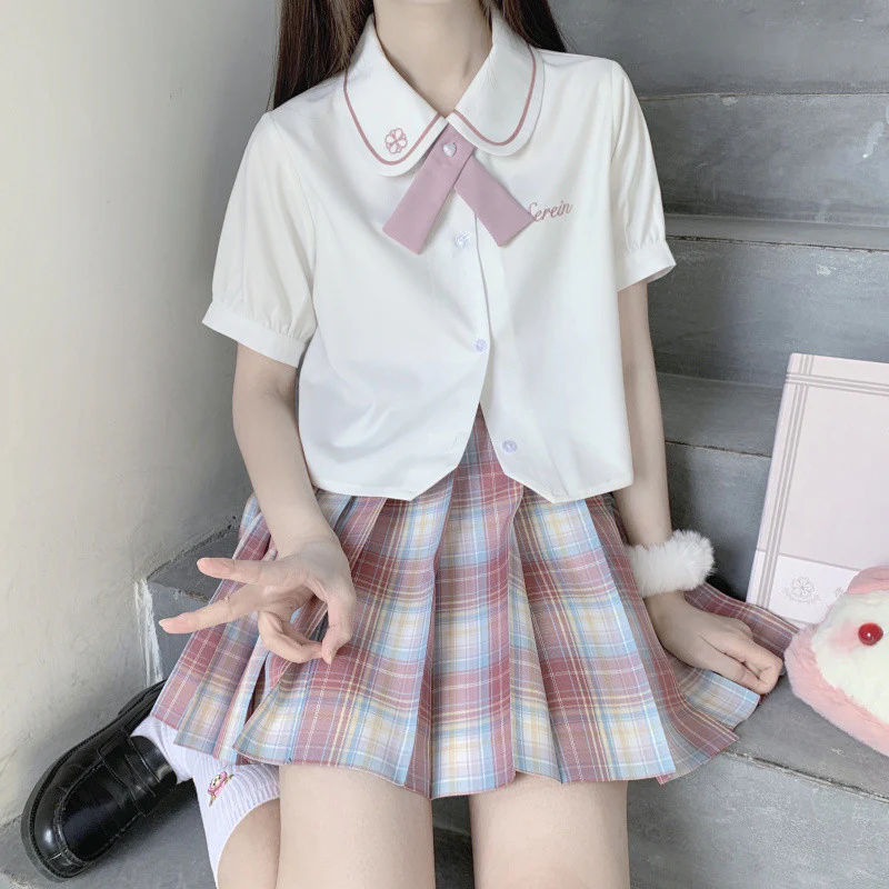 Sweet Short Sleeve Short White Shirt HA0884 - Image 3