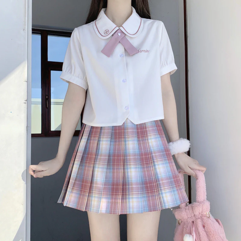 Sweet Short Sleeve Short White Shirt HA0884 - Image 5