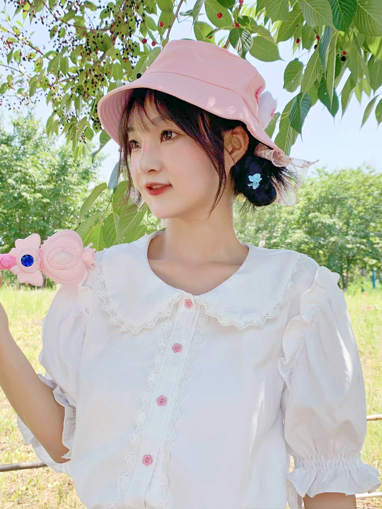 Sweet Short Sleeve White Shirt HA0855 - Image 4