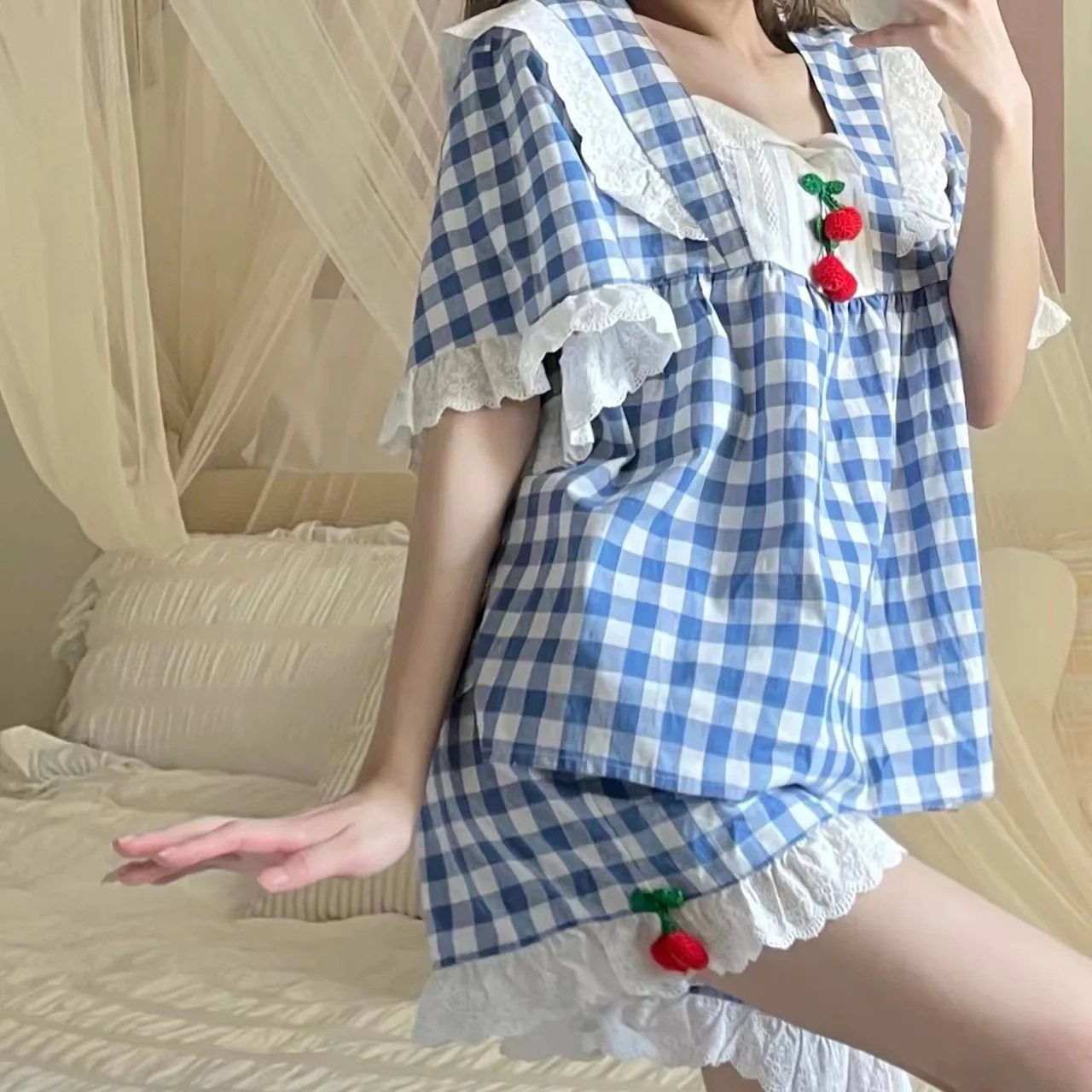 Sweet Square Neck Short Sleeve Dress Set   HA0543 - Image 2