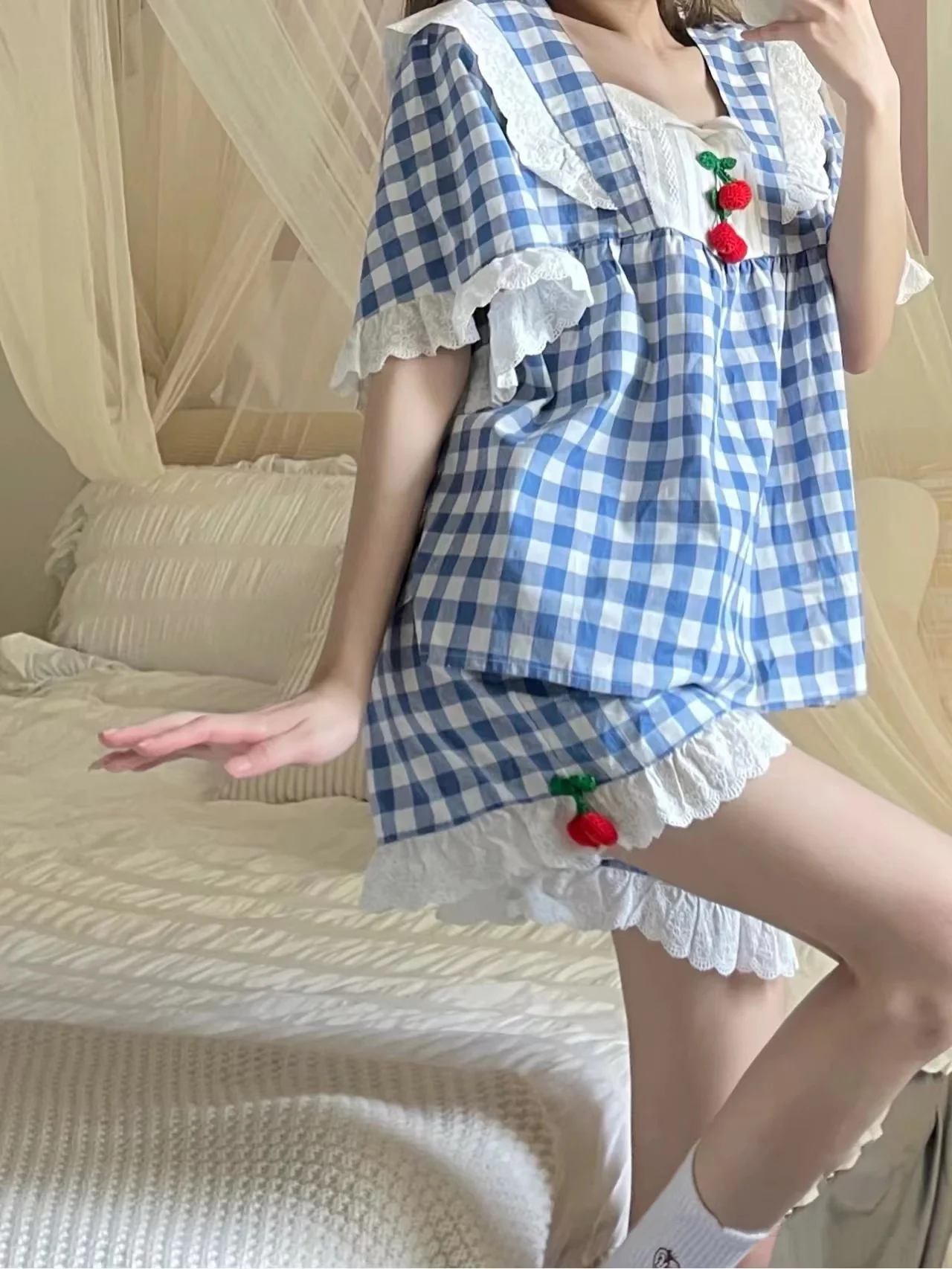 Sweet Square Neck Short Sleeve Dress Set   HA0543 - Image 5