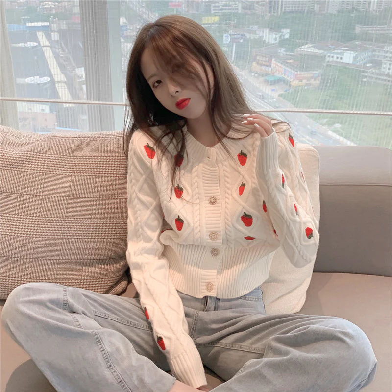 Sweet Strawberry Crew Neck Long Sleeve   HA1131 - Image 2