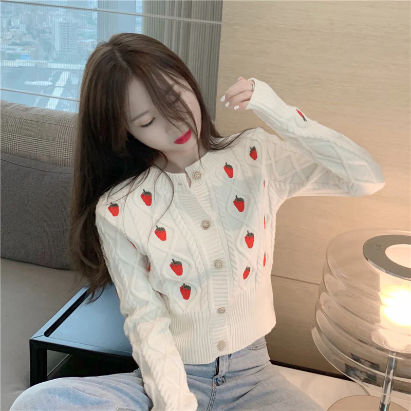 Sweet Strawberry Crew Neck Long Sleeve   HA1131 - Image 4