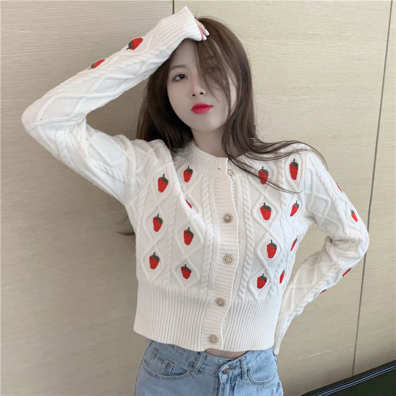 Sweet Strawberry Crew Neck Long Sleeve   HA1131 - Image 5