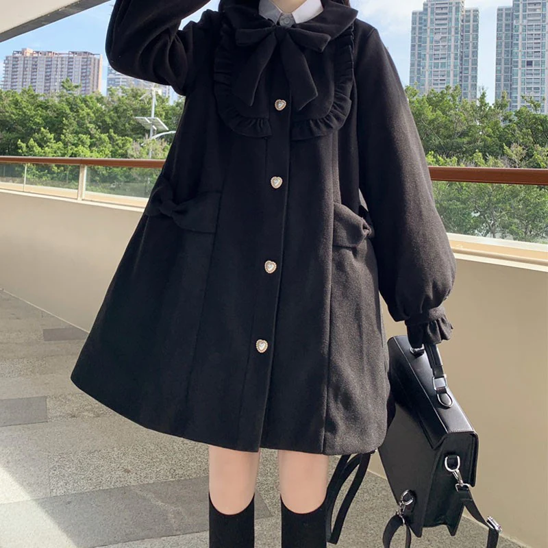 Sweet Thick Lace Bow Coat   HA1459 - Image 2