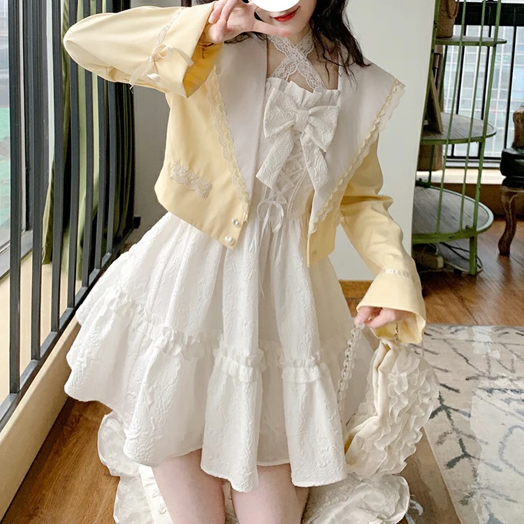 Sweet White Slip Dress Bow Dress  HA0757 - Image 5