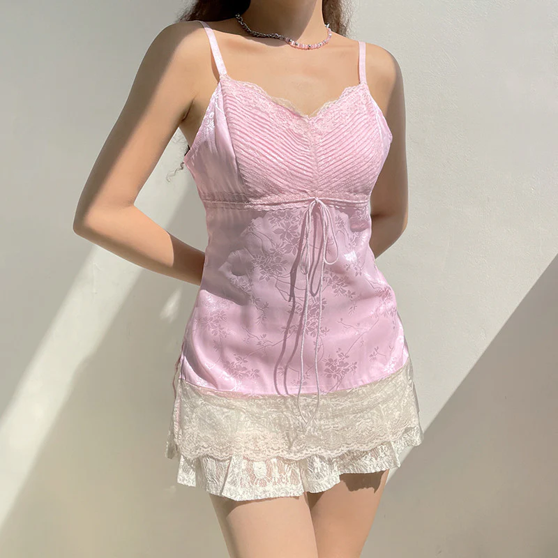 Sweetheart Pink Lace Sling Top    HA0638 - Image 2