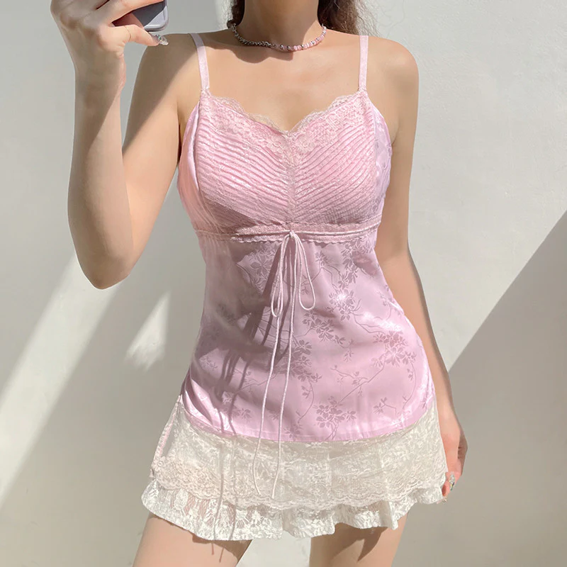 Sweetheart Pink Lace Sling Top    HA0638 - Image 3