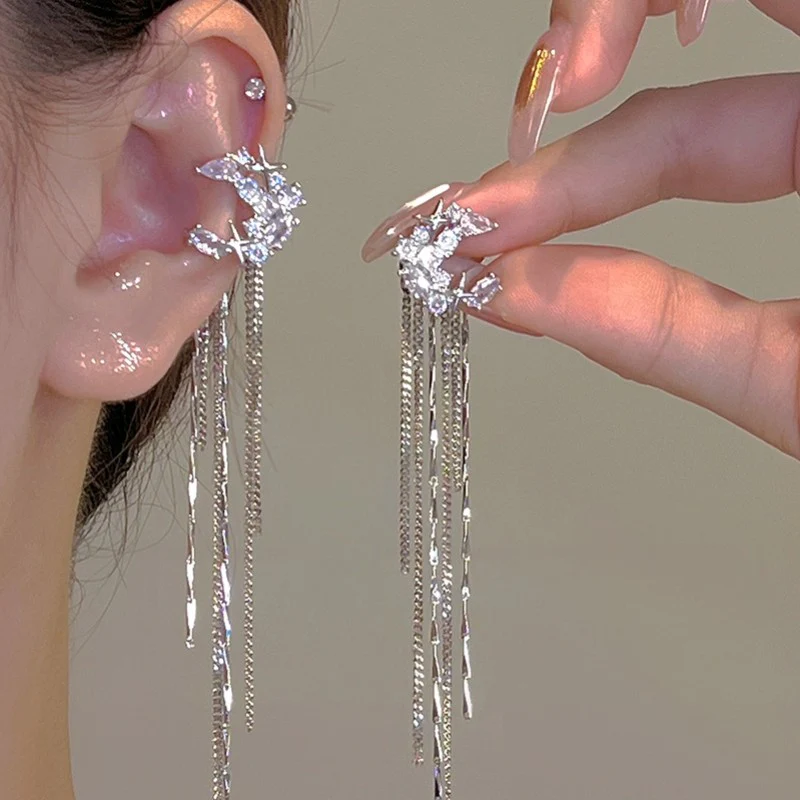 Tassel square round ear clip   HA1866 - Image 2