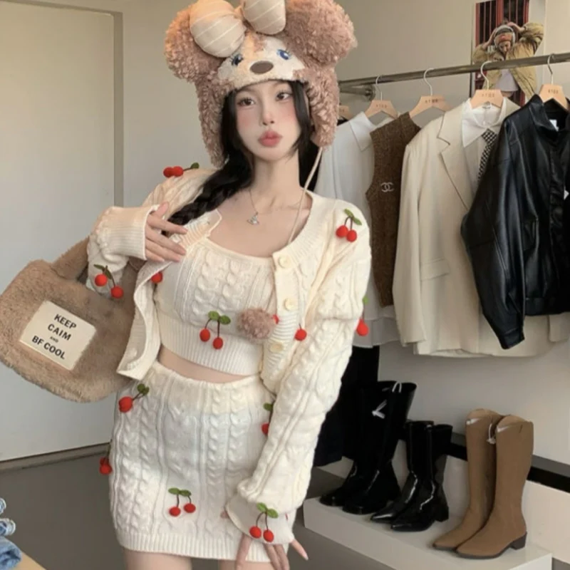Three-piece twist-knit cardigan skirt   HA2205 - Image 2