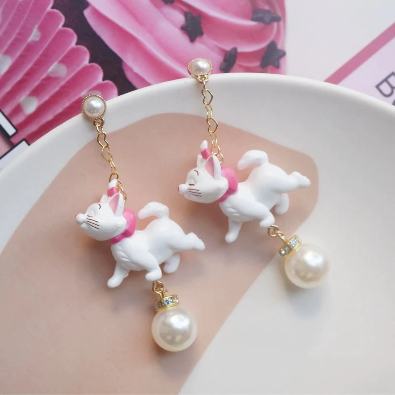 Tsundere Mary cat bow stud ear clip HA1973