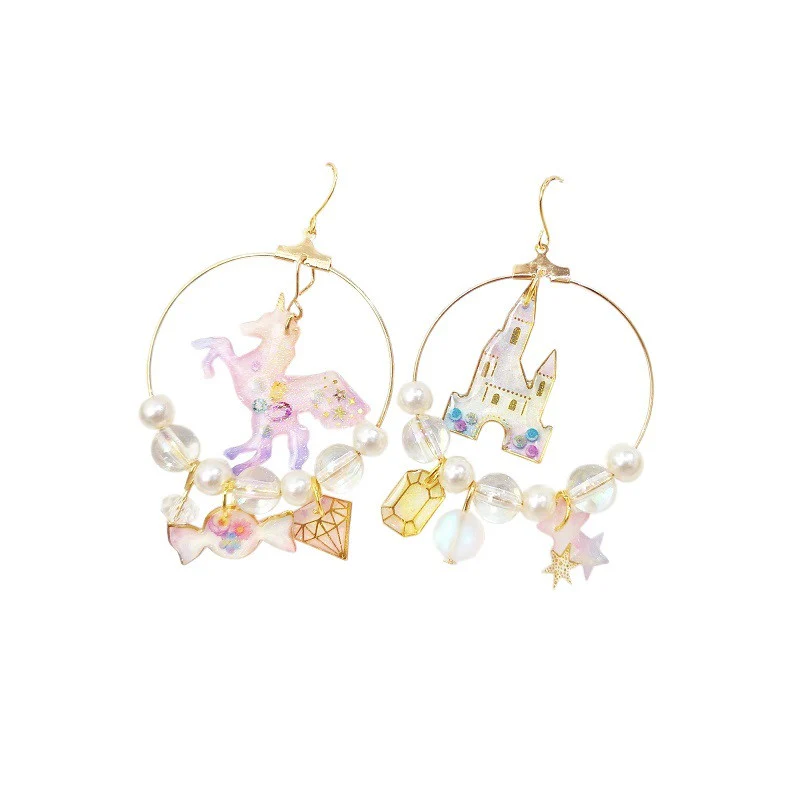 Unicorn Transparent Stud Earrings   HA0417 - Image 3