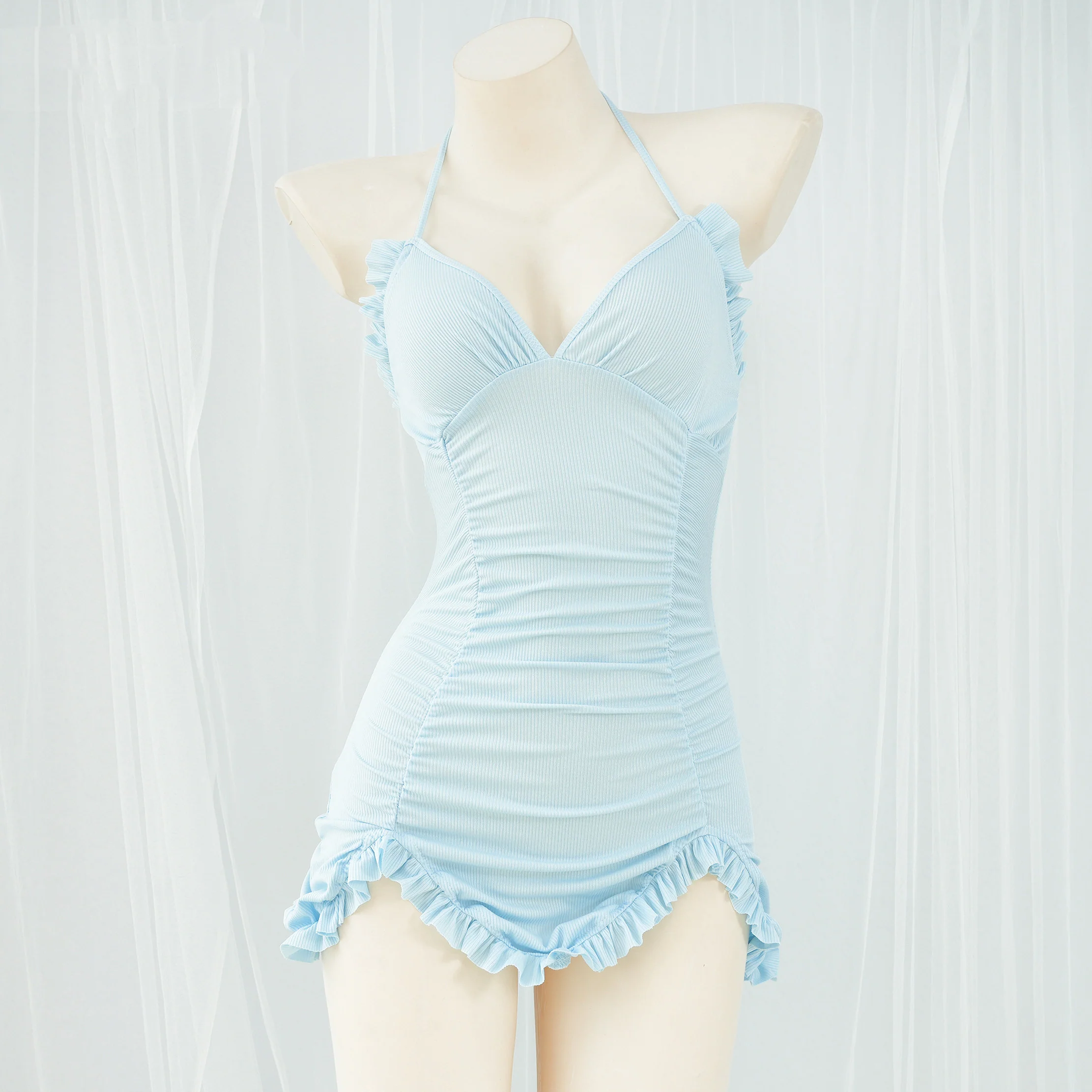 V-neck lace nightdress package hip miniskirt dress    HA1072 - Image 2