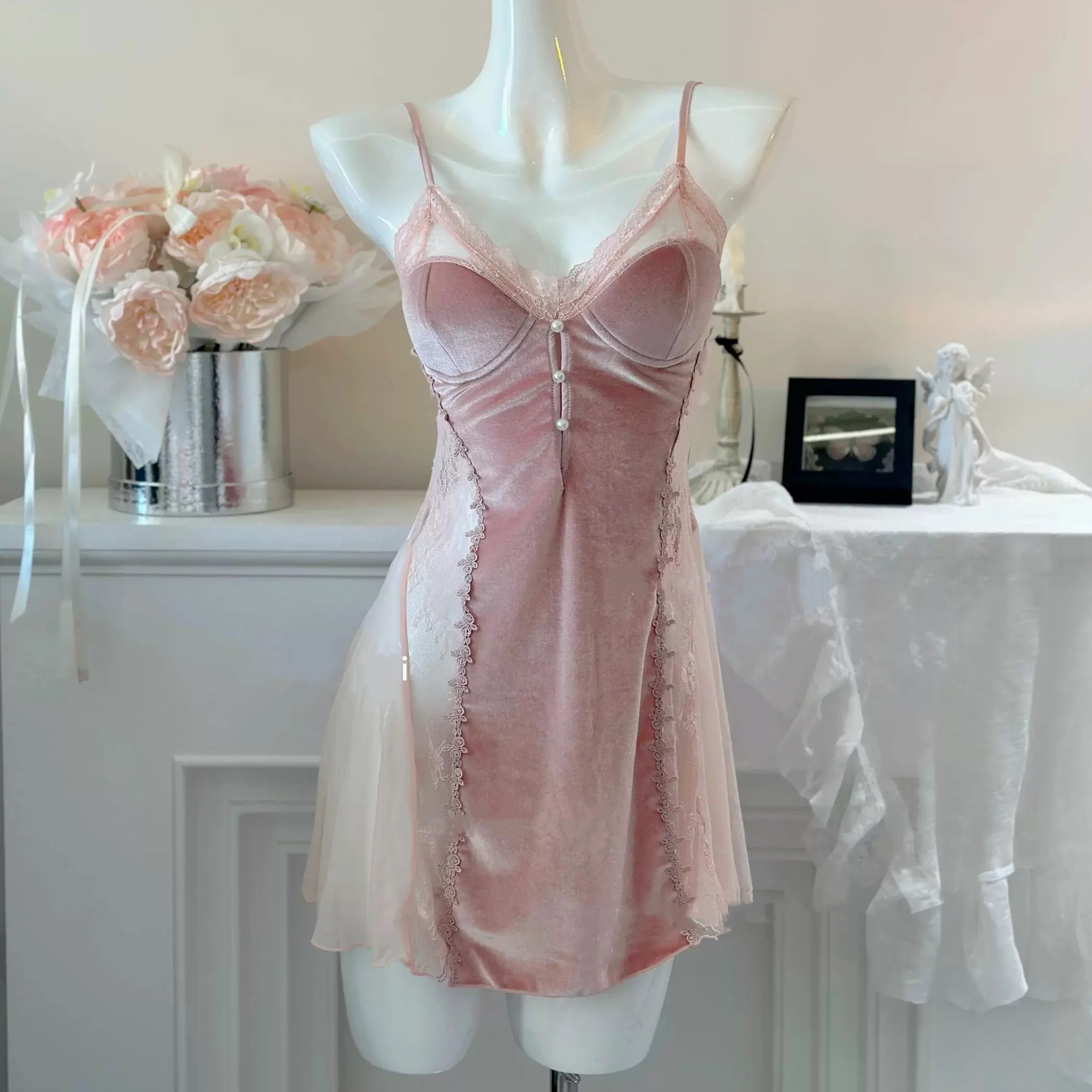 Velvet lace dress HA2810 - Image 3