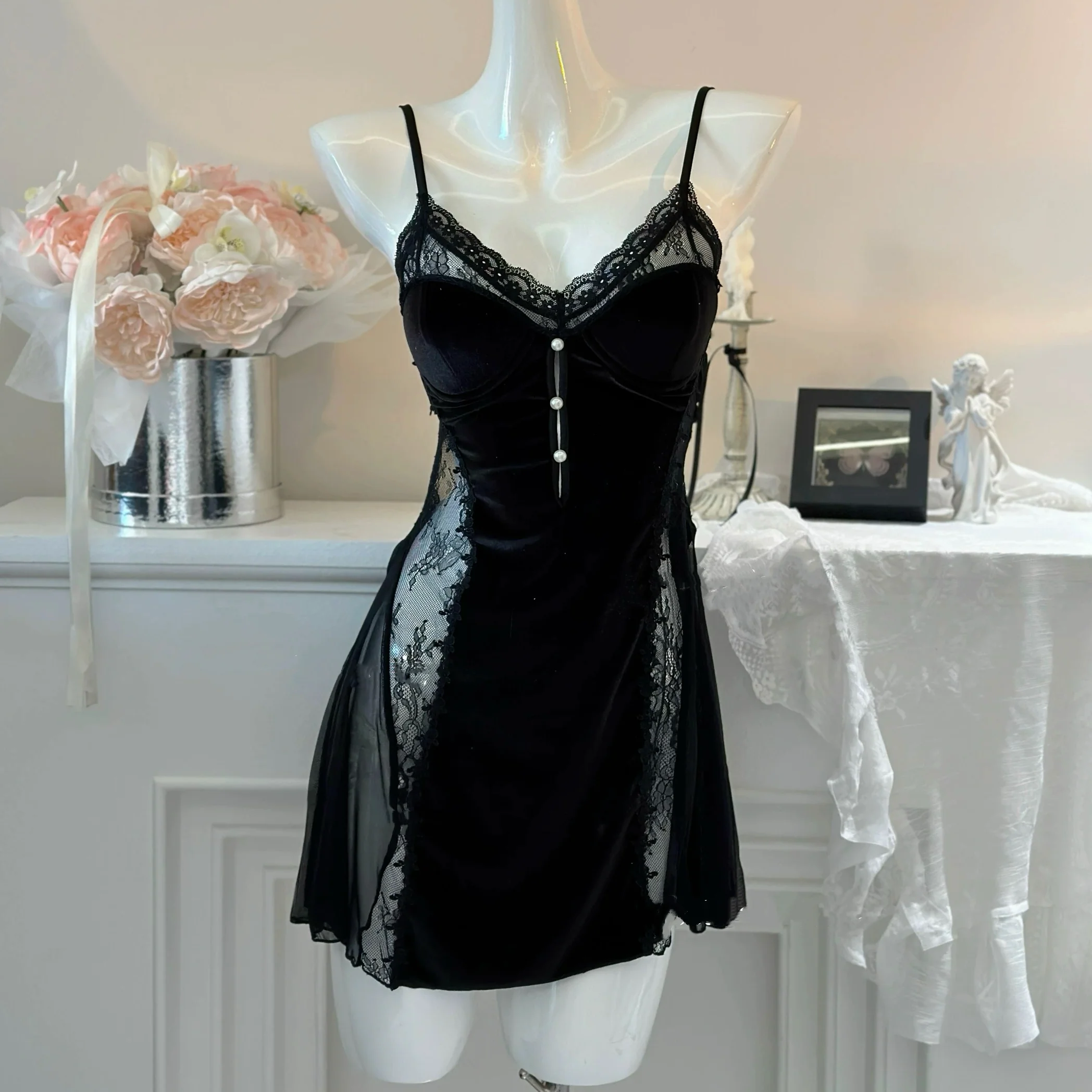 Velvet lace dress HA2810 - Image 4