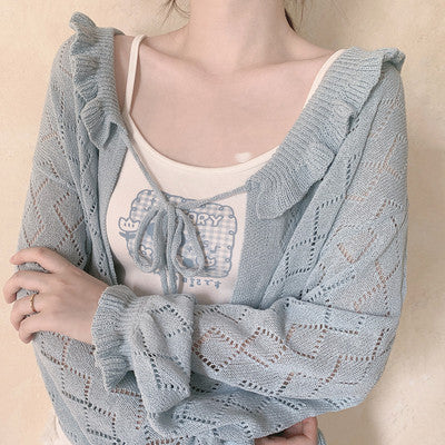 Versatile Cream Knit Cardigan   HA0558 - Image 10