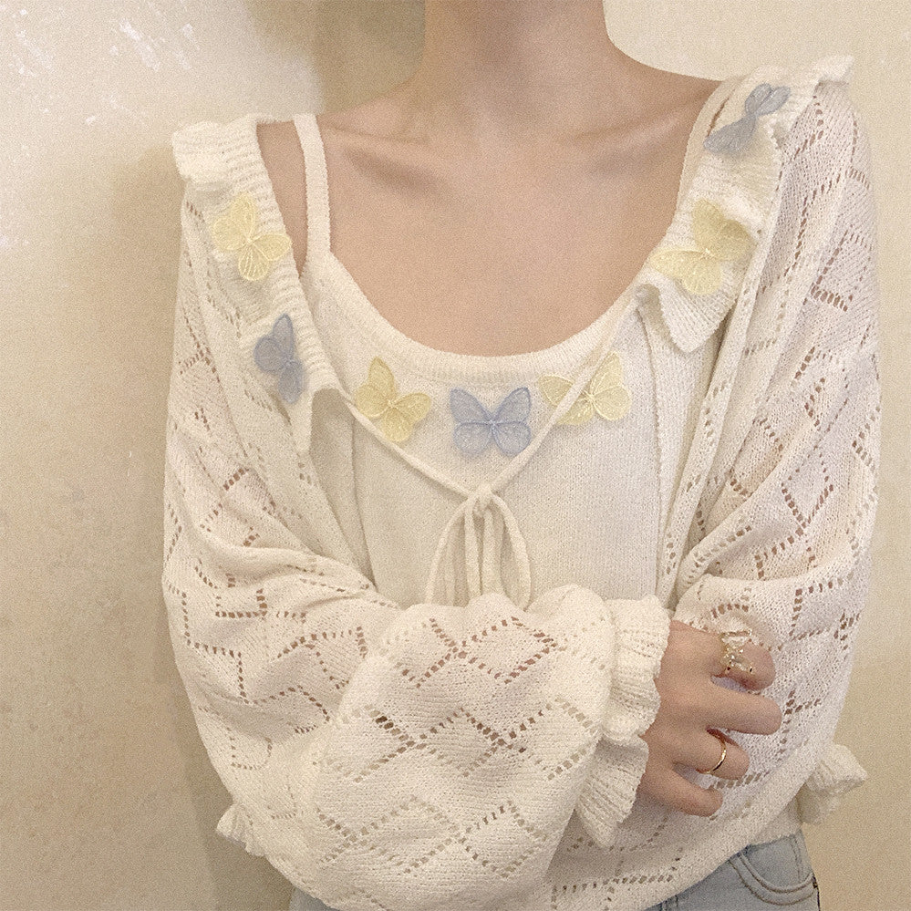 Versatile Cream Knit Cardigan   HA0558 - Image 2