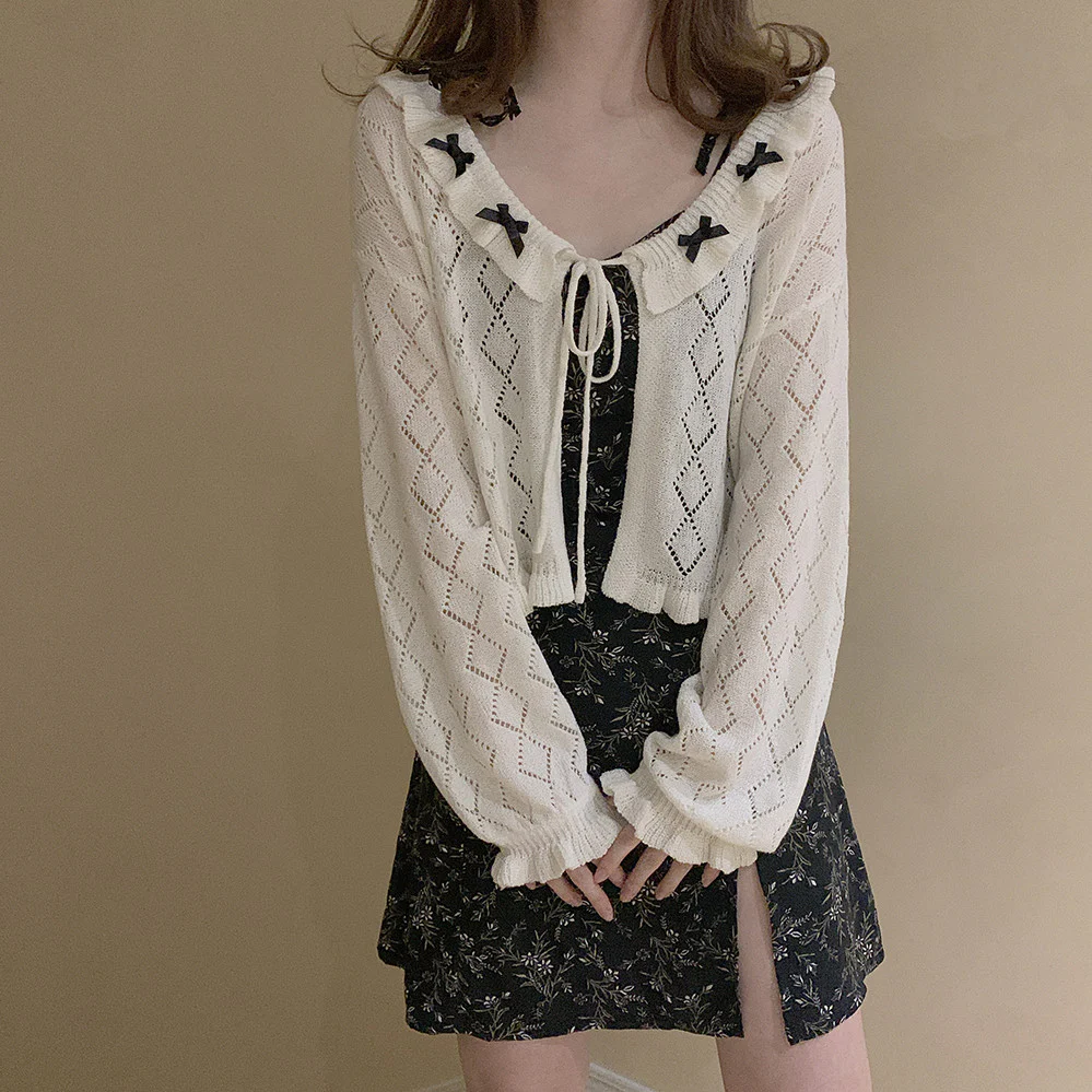 Versatile Cream Knit Cardigan   HA0558 - Image 3