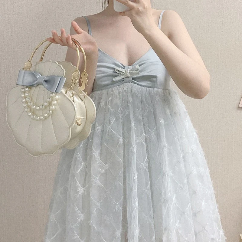 Water blue low cut dress  HA1558 - Image 3