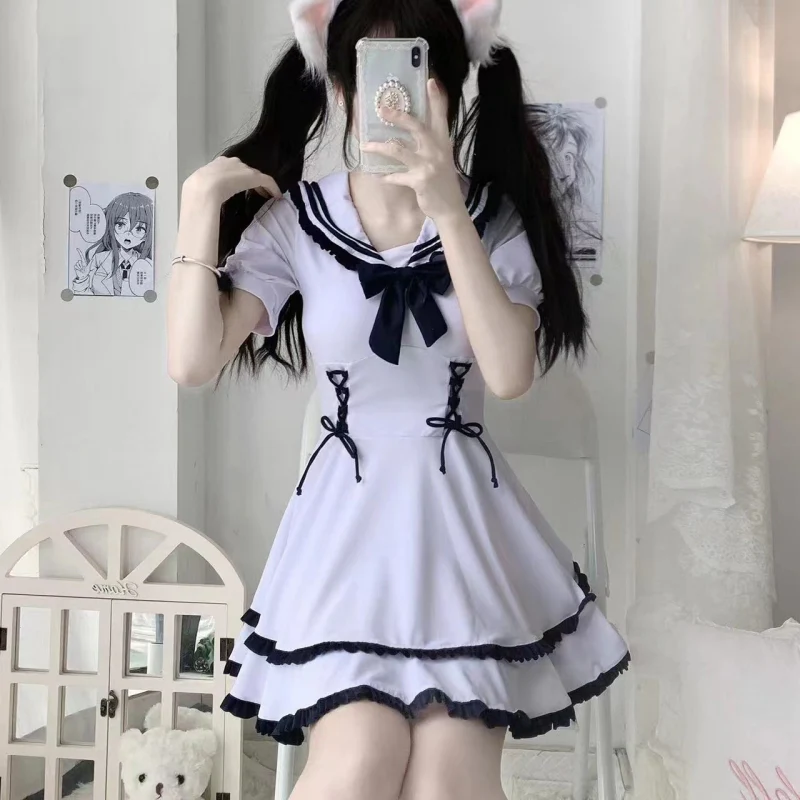 White and black one piece swimsuit HA2195 - Image 2