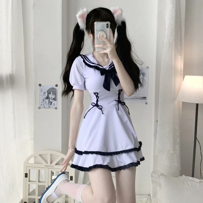 White and black one piece swimsuit HA2195 - Image 3